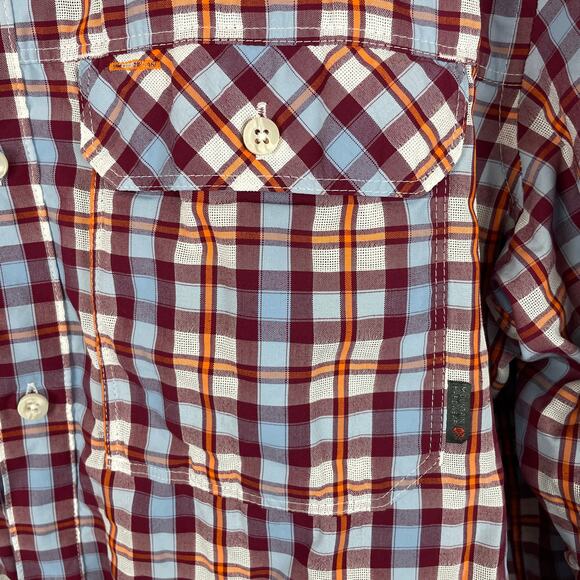 Mountain Hardwear Men's Red Plaid Button Down Shirt Lightweight Roll Sleeve L - Picture 4 of 10